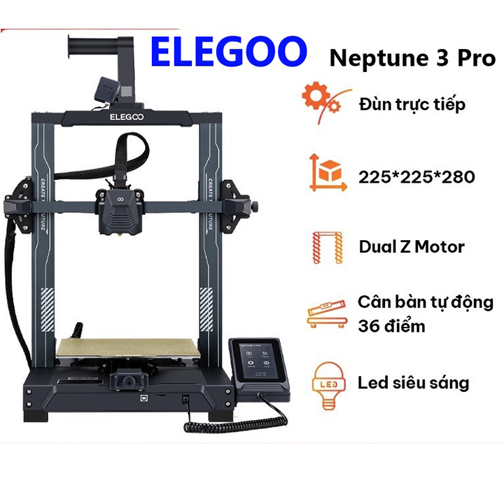 Máy in 3d FDM ELEGOO Neptune 3 Pro khổ in 225*225*280mm³